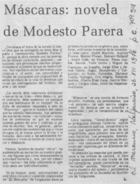 Máscaras: novela de Modesto Parera.
