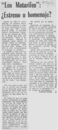 "Los matarifes": ¿estreno u homenaje?