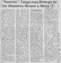 "Rosicler", tango muy amargo de los maestros Rivano y Meza