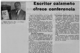 Escritor calameño ofrece conferencia.