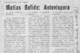 Matías Rafide: Antevíspera
