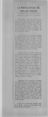 La novelística de Carlos Rozas