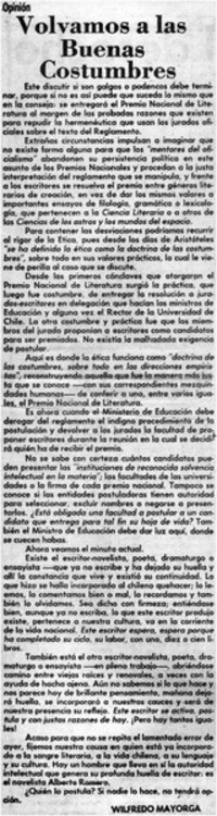 Volvamos a las buenas costumbres