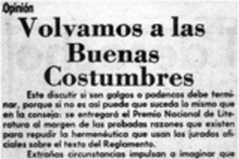 Volvamos a las buenas costumbres