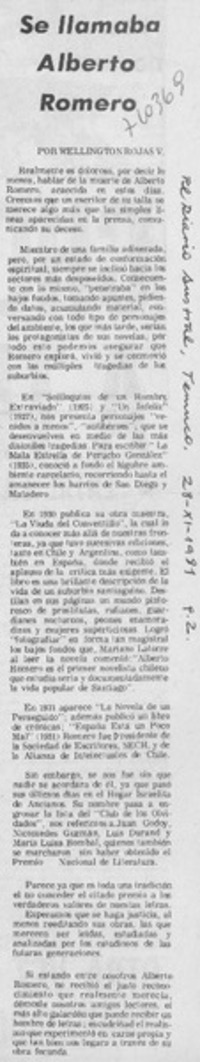 Se llamaba Alberto Romero