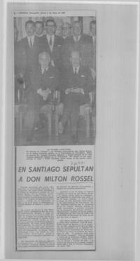 En Santiago sepultan a don Milton Rossel.