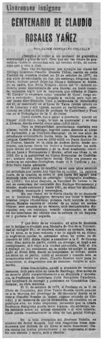 Centenario de Claudio Rosales Yañez