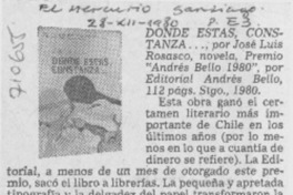 Dónde estas, Constanza.