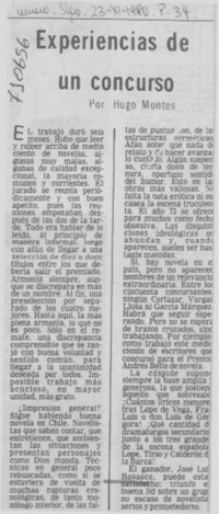 Experiencias de un concurso