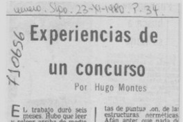 Experiencias de un concurso