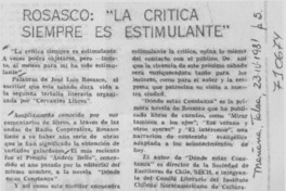 Rosasco, "la crítica siempre es estimulante".