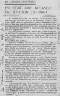 Escritor José Rosasco en tertulia literaria.