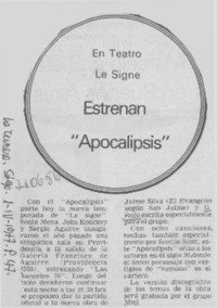 Estrenan "Apocalipsis".