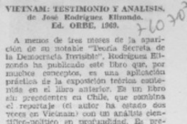 Vietnam: testimonios y análisis.