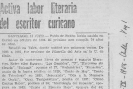 Activa labor literaria del escritor curicano.