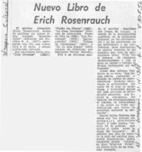 Nuevo libro de Erich Rosenrauch.