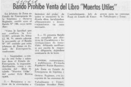Bando prohibe venta del libro "Muertos útiles".