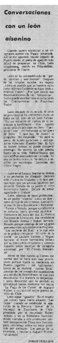 Conversaciones con un león aisenino