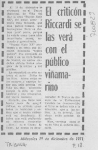 El criticón Riccardi se las verá con el público viñamarino.