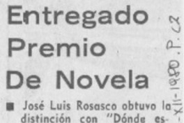 Entregado premio de novela.