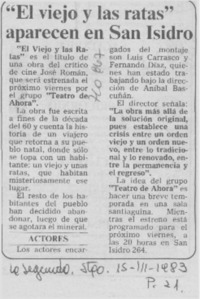 El viejo y las ratas" aparecen en San Isidro.
