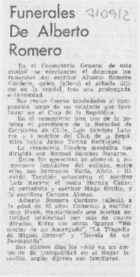 Funerales de Alberto Romero.