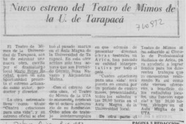 Nuestro estreno del teatro de mimos de la U. de Tarapacá.