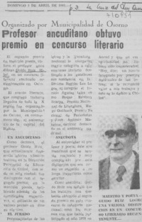 Profesor ancuditano obtuvo premio en concurso literario.