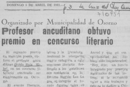 Profesor ancuditano obtuvo premio en concurso literario.