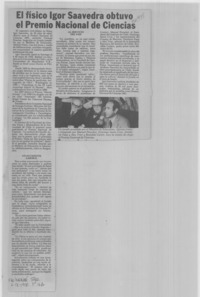 El físico Igor Saavedra obtuvo el Premio Nacional de Ciencias.