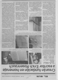 Crearán fundación en homenaje a escritor Erich Rosenrauch.