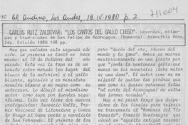 Carlos Ruiz Zaldívar: "Los cantos del gallo ciego"