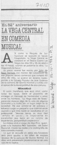 La Vega central en comedia musical.