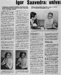 Igor Saavedra: universitario por esencia : [entrevistas]
