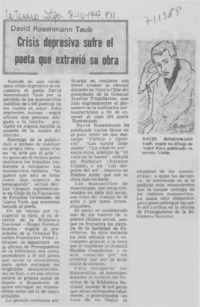 Crisis depresiva sufre el poeta que extravió su obra.