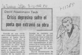 Crisis depresiva sufre el poeta que extravió su obra.