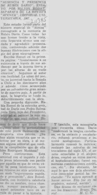 Ausencia y presencia de Rubén Darío"