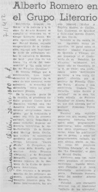 Alberto Romero en el Grupo Literario.