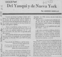Del Yanqui y de Nueva York