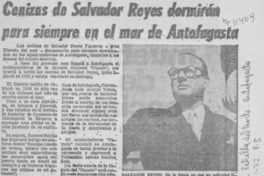 Cenizas de Salvador Reyes dormirán para siempre en el mar de Antofagasta.