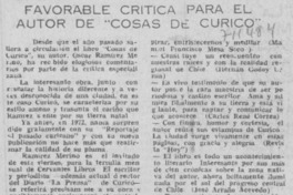 Favorable crítica para el autor de "Cosas de Curicó"