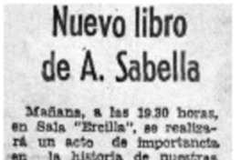 Nuevo libro de A. Sabella.
