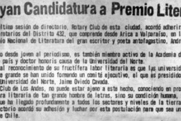 Apoyan candidatura a Premio Literario.