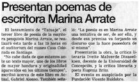 Presentan poemas de escritora Marina Arrate.