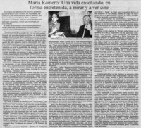 María Romero: una vida enseñando, en forma entretenida, a mirar y a ver cine.