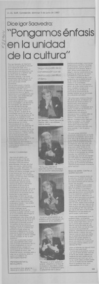 Pongamos énfasis en la unidad de la cultura:" [entrevista]