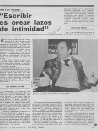 Escribir es crear lazos de intimidad"