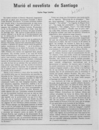 Murió el novelista de Santiago