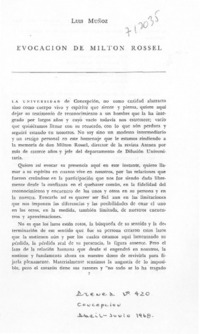 Evocación de Milton Rossel