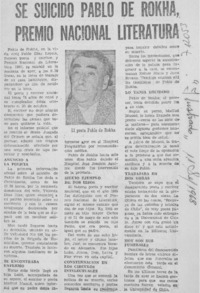 Se suicidó Pablo de Rokha, Premio Nacional Literatura.